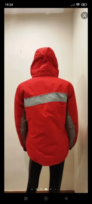 Abrigo Columbia Rojo y Plateado