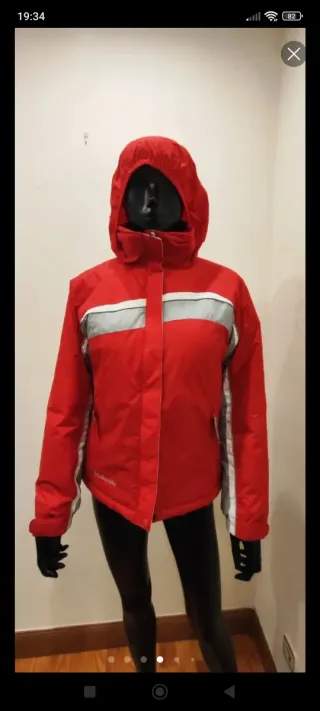 Abrigo Columbia Rojo y Plateado