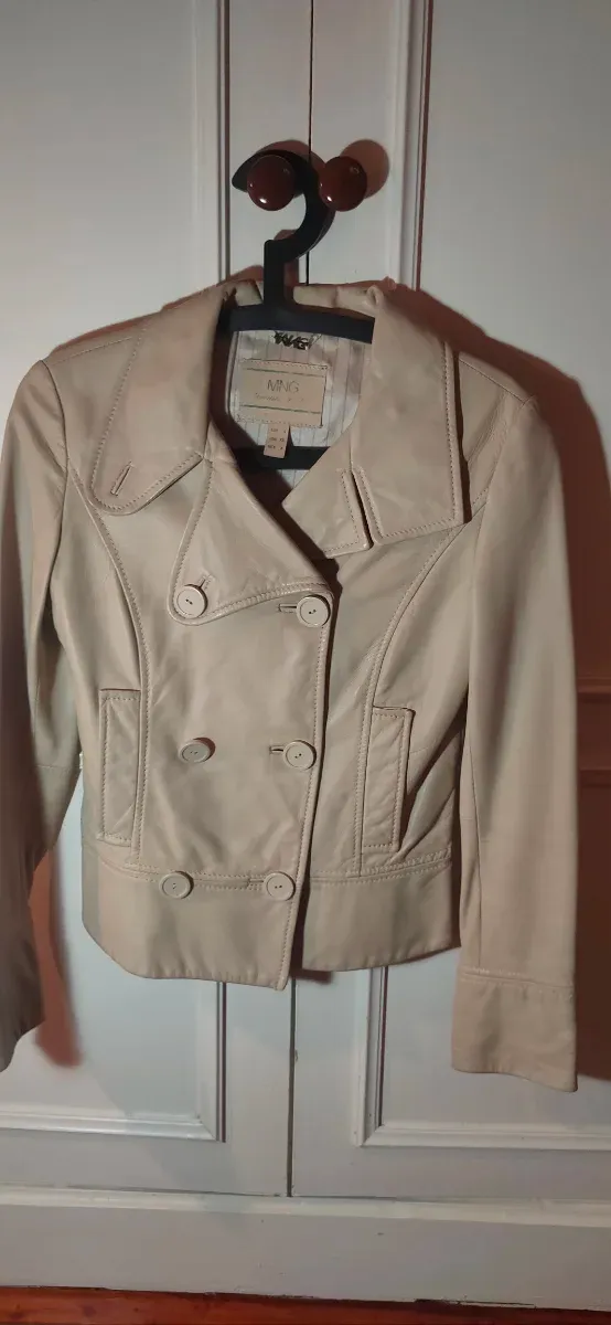 Chaqueta Mango Cuero Beige