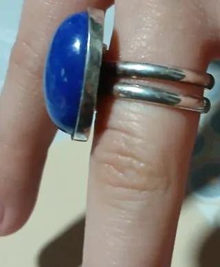 Anillo vintage plata ley piedra azul
