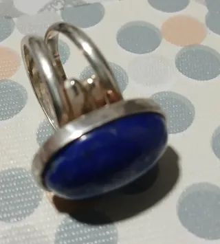 Anillo vintage plata ley piedra azul