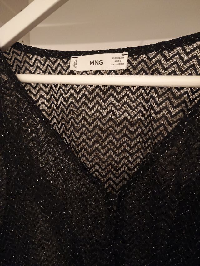 Camiseta Mango fiesta transparente negra M