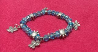 Braccialetto con farfalle azzurre e argento