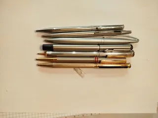 Set di 7 penne vintage in argento e oro