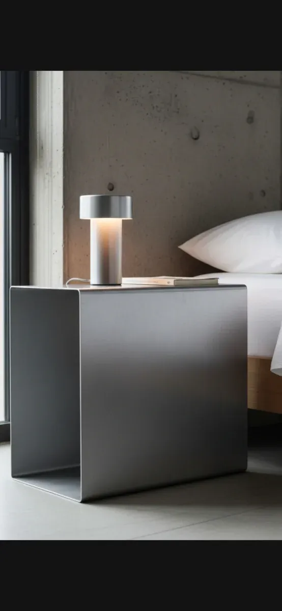 Mesita de noche metálica gris