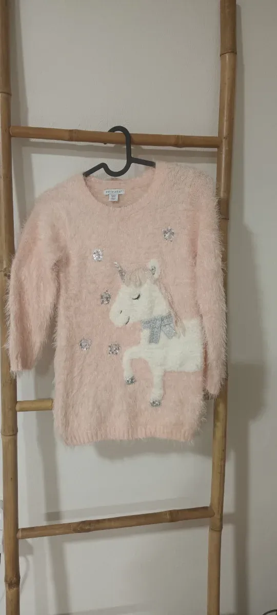 Vestido rosa peluche unicornio lentejuelas