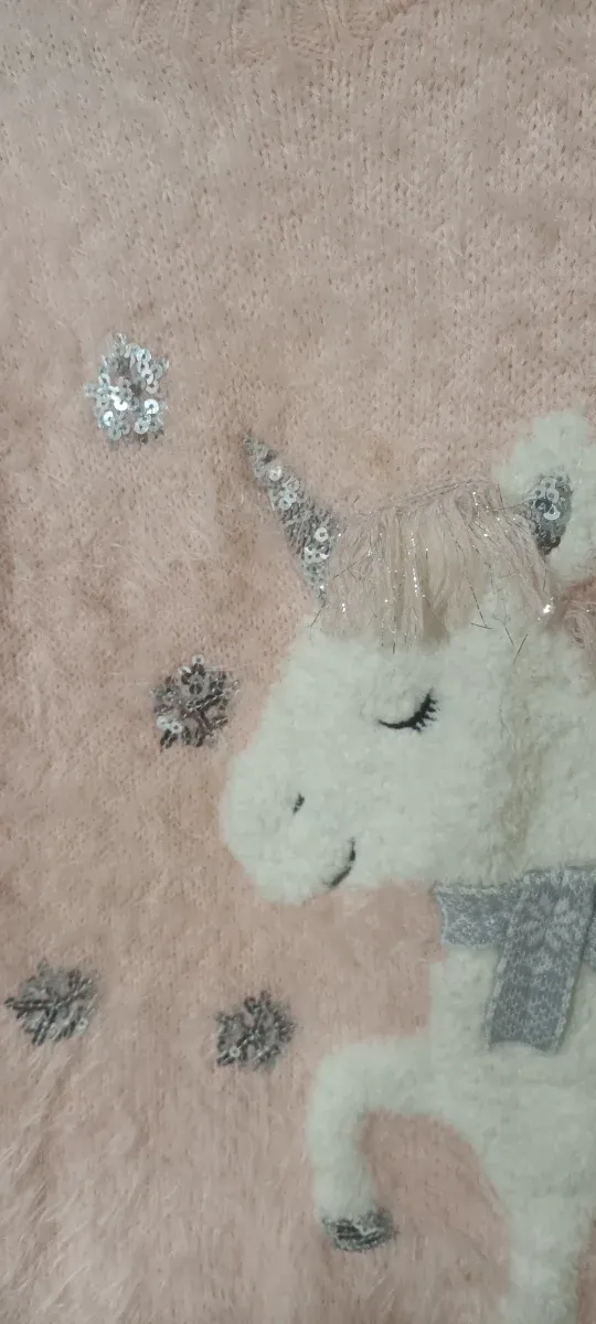 Vestido rosa peluche unicornio lentejuelas