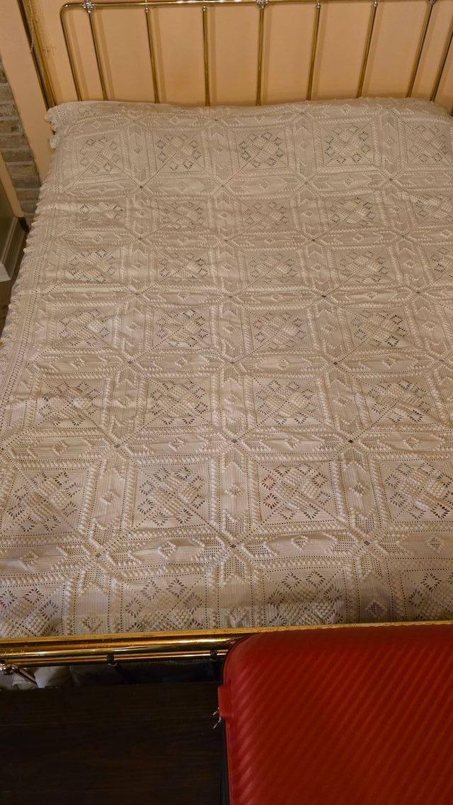 Coperta vintage uncinetto beige cotone