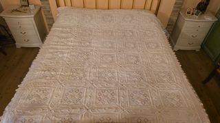 Coperta vintage uncinetto beige cotone