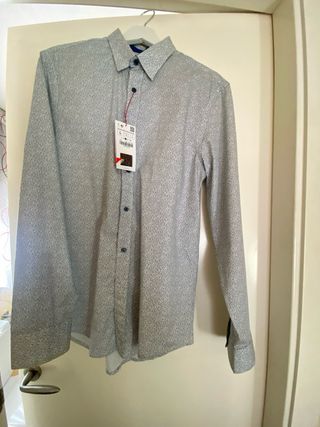 Camisa Zara Estampada Azul Talla M