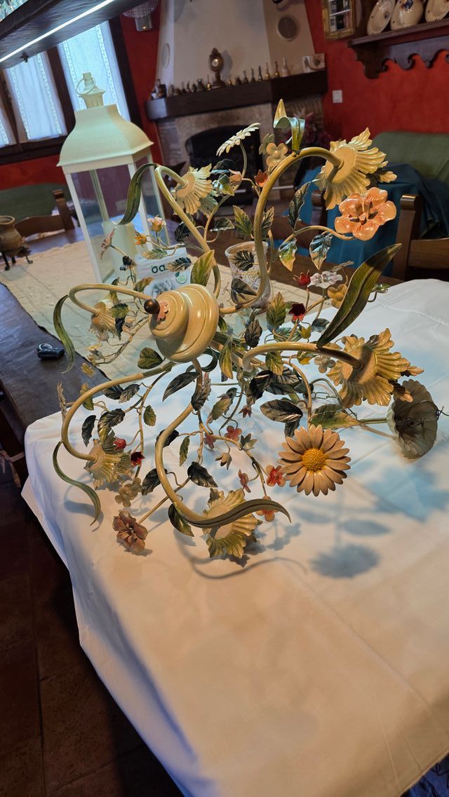 Lampadario Arte Fiorentina Oro e Verde