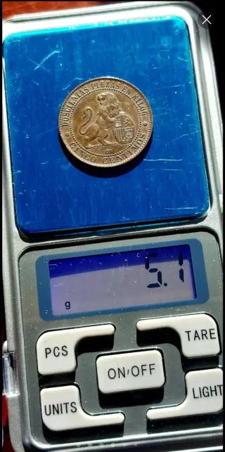 Moneda 5 Céntimos Gobierno Provisional Antigua
