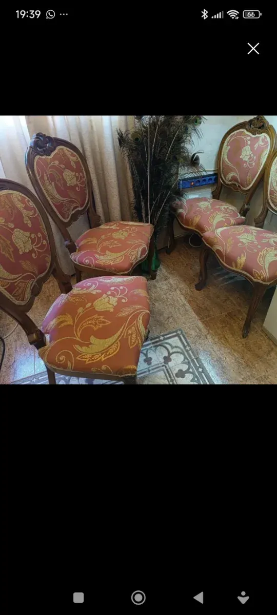 Sillas Isabelinas Tapizadas Tela y Madera