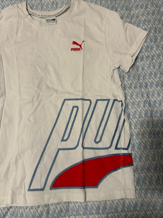 T-shirt Puma bianca e blu