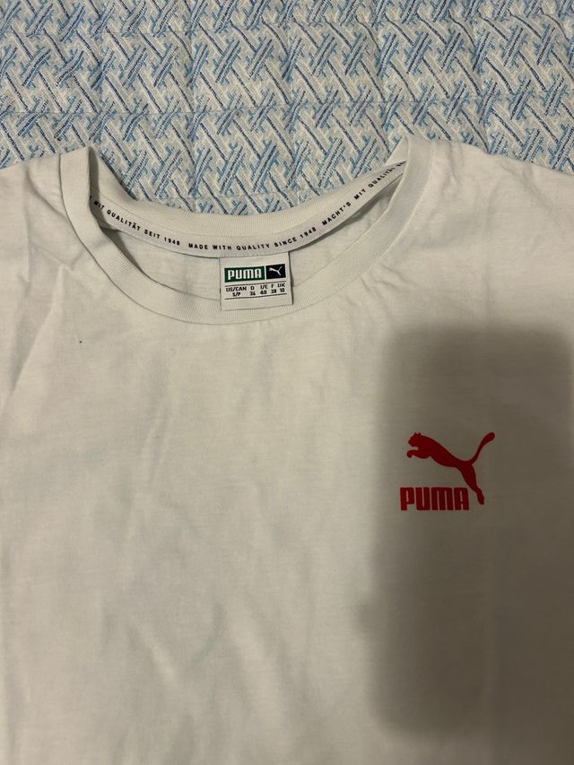 T-shirt Puma bianca e blu