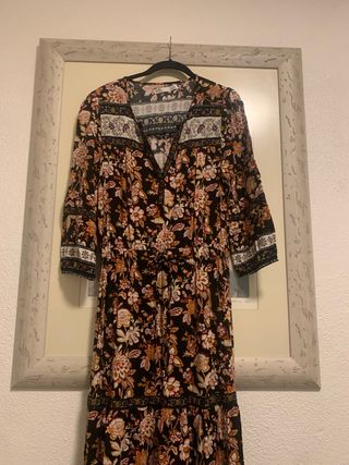 Vestido Sfera Longo Manga Comprida Floral