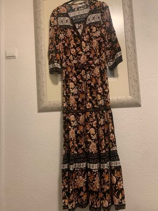 Vestido Sfera Longo Manga Comprida Floral