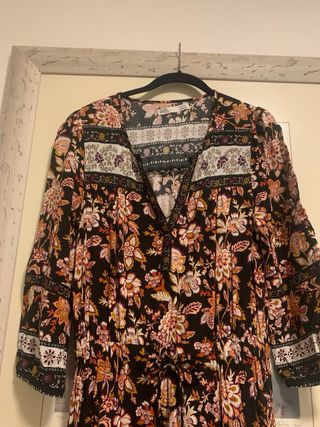 Vestido Sfera Longo Manga Comprida Floral