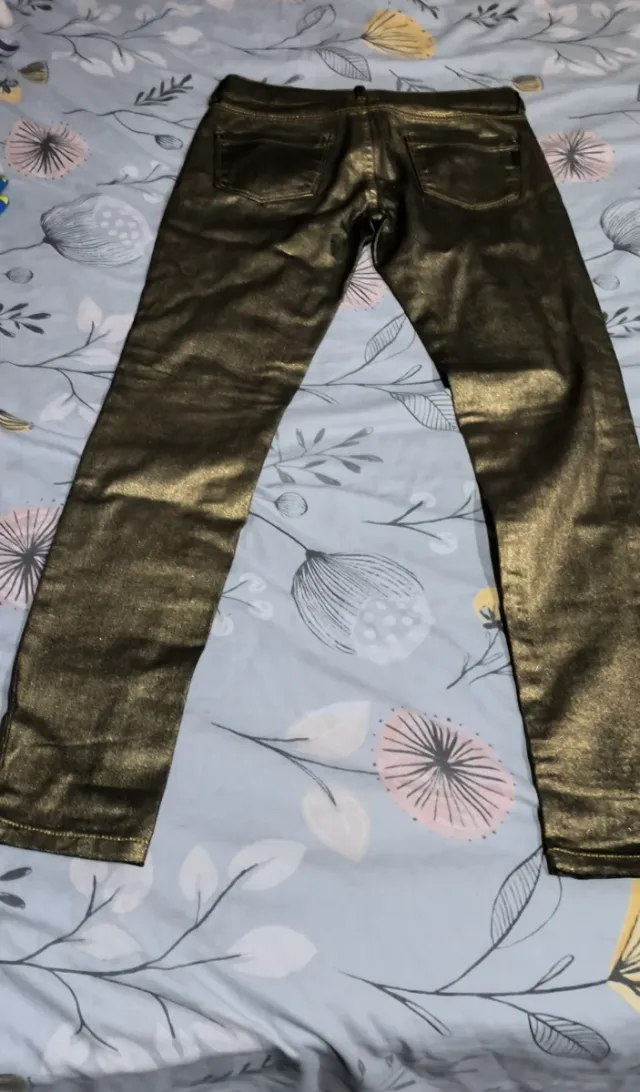 Pantalón Mango Mujer Negro Dorado