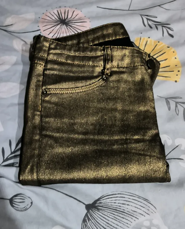 Pantalón Mango Mujer Negro Dorado