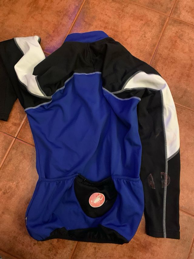 Maillot Castelli manga larga azul y negro térmica