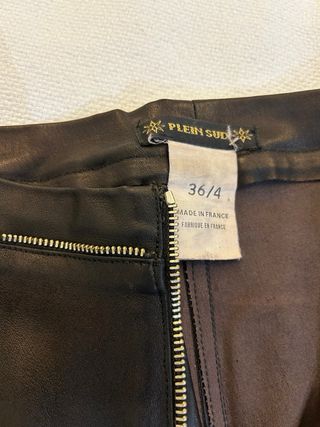 Pantalón recto de cuero negro de mujer vintage