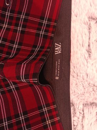 Pantalón Zara Tartán Rojo Talla M