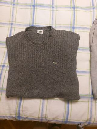 Jersey Lacoste Lana Gris Talla 7