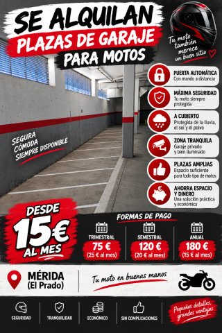 Alquiler Plaza Garaje para Moto en El Prado,Mérida