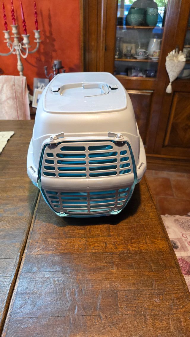 Trasportino Gatto Bianco e Azzurro