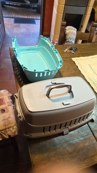 Trasportino Gatto Bianco e Azzurro