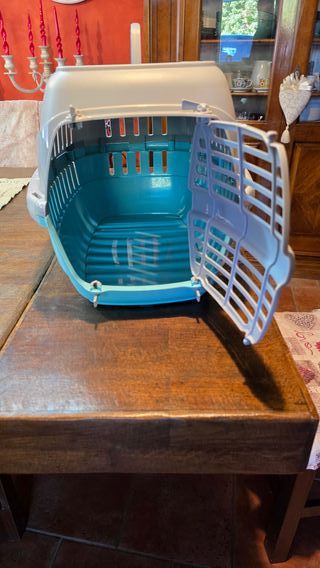 Trasportino Gatto Bianco e Azzurro