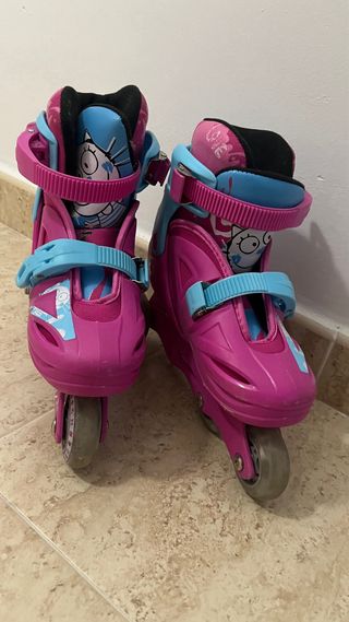 Patines en línea para niña color rosa y azul