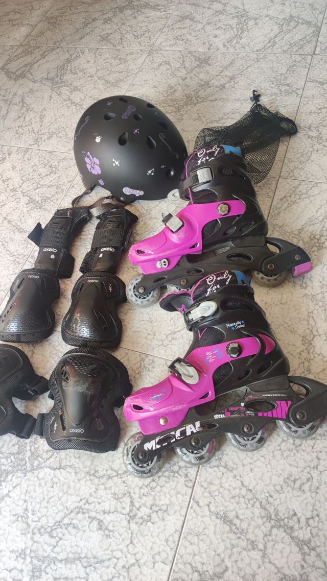 Patines en línea con protecciones. Talla del 35-38