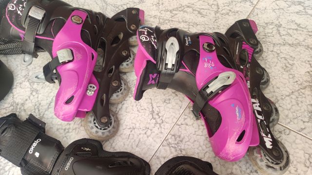 Patines en línea con protecciones. Talla del 35-38