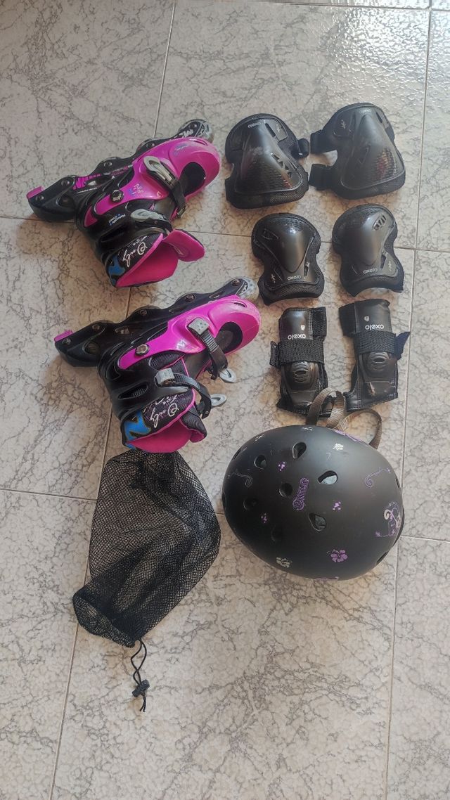 Patines en línea con protecciones. Talla del 35-38