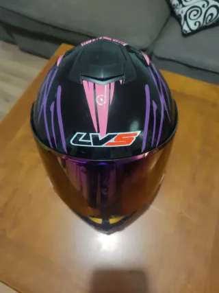 Casco Moto Talla M Negro Rosa Morado NUEVO !!!