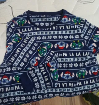 Pijama Navideño Stitch Azul Multicolor