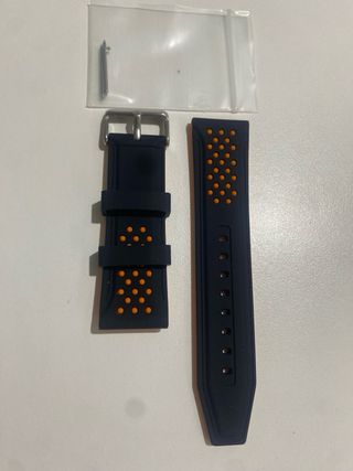 Cinturino Silicone 24mm nero/Arancione puntini