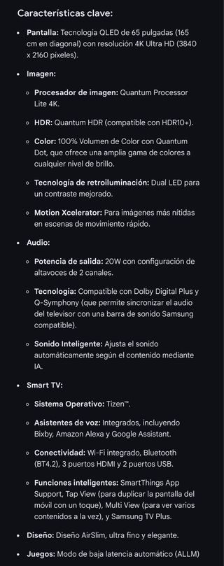 Samsung Smart TV 65 4K QLED