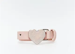 Cinturón niña corazón purpurina rosa