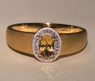 Anillo Berilo Dorado Circonitas Plata