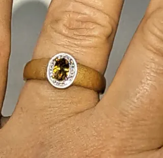 Anillo Berilo Dorado Circonitas Plata