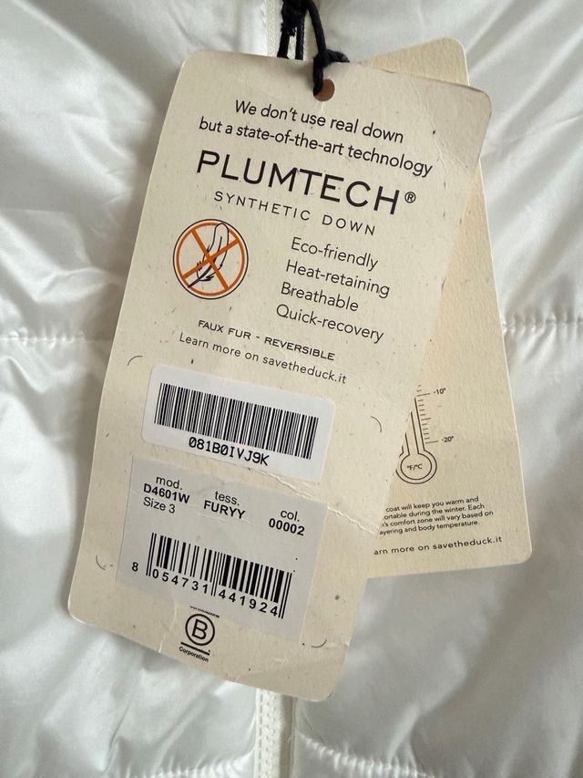 Save the Duck Piumino Bianco Animal Free