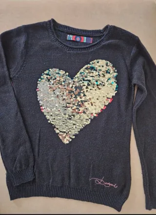 Jersey Desigual Corazón Lentejuelas