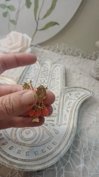 Pendientes Vintage Chapado Oro 18k Corales