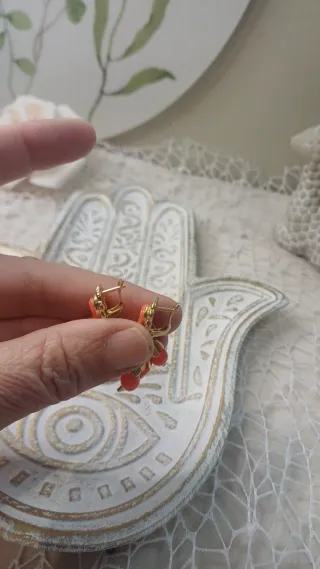 Pendientes Vintage Chapado Oro 18k Corales