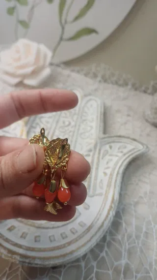 Pendientes Vintage Chapado Oro 18k Corales