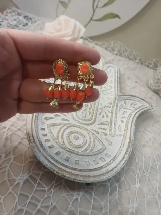 Pendientes Vintage Chapado Oro 18k Corales