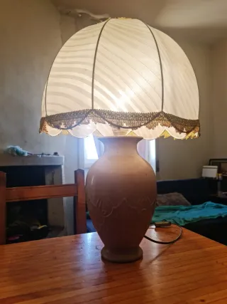 Lampada vintage paralume tessuto dipinta a mano